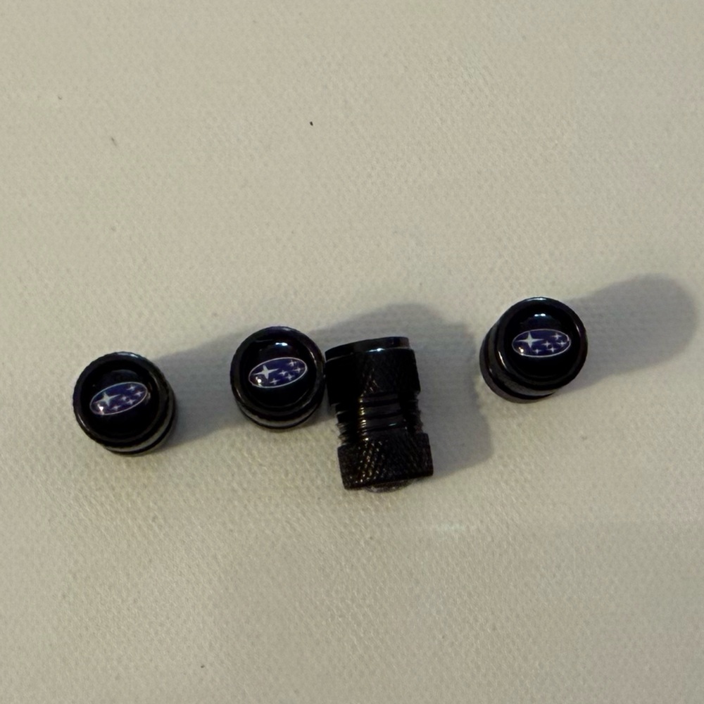 Subaru Valve Stem Caps in Black Set of 4 NWT